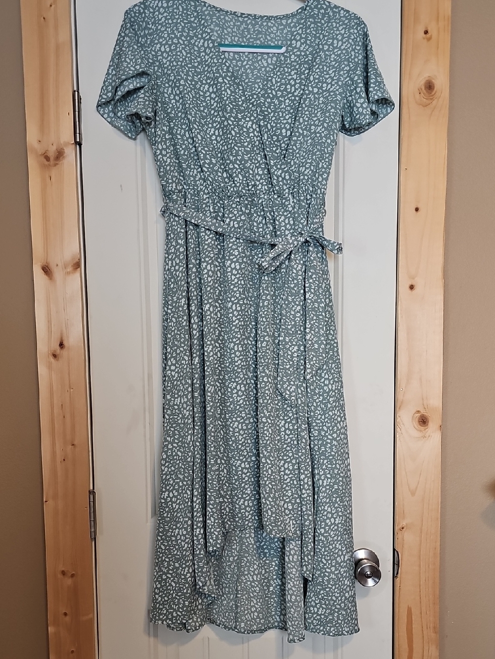 Cupshe Sage Green Floral Wrap High-Low Dress